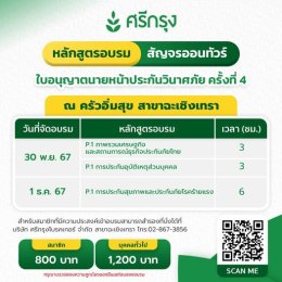 ต่ออายุบัตรนายหน้าวินาศภัย ครั้งที่ 4 จำนวน 45 ที่นั่ง