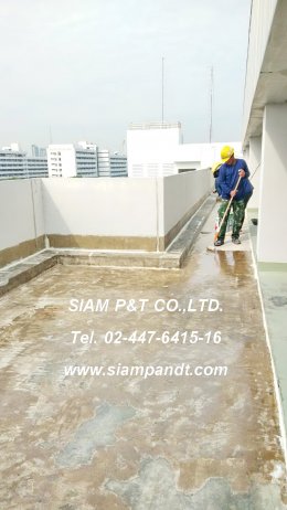 งานติดตั้งระบบกันซึมชนิด Polyurethane Waterproofing Membrane