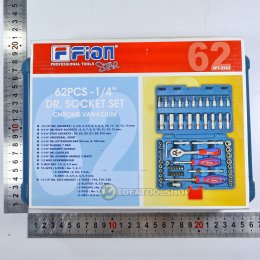 ของแท้ !!! ชุดเครื่องมือ FION ขนาด 1/4 [ 2 หุน ] 62 ชิ้น / ชุ ด ชุดบล็อก 62 PCS. / SET ชุดบล็อค บล๊อก ฟิออน ชุดเล็ก พกพา
