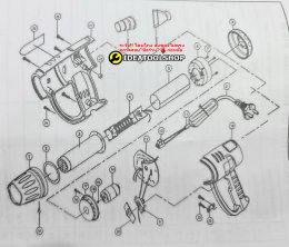 รุ่นงานหนัก!! เครื่อง ไดร์ เป่าลม ร้อน ช่าง  2000 W  [ HEAT GUN ]  DCK รุ่น KQB2000 ปืนเป่าลมร้อน แบบ โบวเวอร์