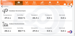 Dashboard WECON HMI Mushroom farm