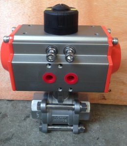 Ball Valve Stainless steel 316 3pc Pneumatic Actuator RAT Series 