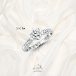 แหวนหมั้น แหวนแต่งงานเพชรชูใบเซอร์ GIA