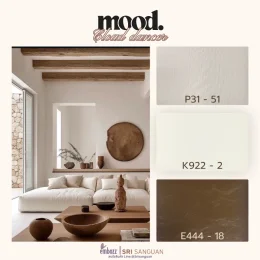 embozz-mood-cloud-dancer.webp หนังเทียม PVC โทน Warm Neutral embozz รหัส P31-51, K922-2, E444-18 สำหรับตกแต่งบ้านสไตล์ธรรมชาติ
