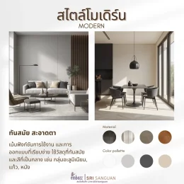 สไตล์โมเดิร์น Modern ทันสมัยสะอาดตา วัสดุอะลูมิเนียม แก้ว หนัง โทนสีขาว เทาอ่อน เทาเข้ม โดย embozz | SRI SANGUAN