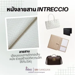 หนังเทียม PVC ลายสาน Intreccio embozz ผลิตเป็นกระเป๋า กระเป๋าสตางค์ แฟ้มเอกสาร