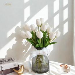 Add warmth to your coffee cornerwith a vase of tulips.