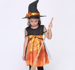Pumkin witch (2 ชิ้น ชุด+หมวก) 