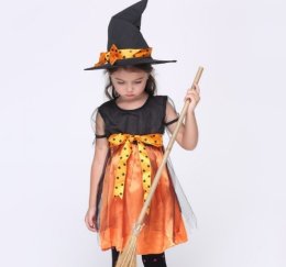 Pumkin witch (2 ชิ้น ชุด+หมวก) เดรสตาข่าย พร้อมหมวก