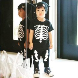 ไซส์ชุดกระดูกเด็กสีดำสุดฮิต ผ้า cotton ใส่สบาย