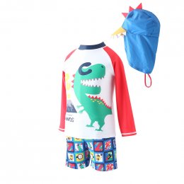 ชุดว่ายน้ำเด็ก Funny t-rex (3ชิ้น ชุด+หมวก)(SW140)