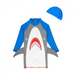 ชุดว่ายน้ำเด็ก Shark Fin (2ชิ้น ชุด+หมวก)(SW217)