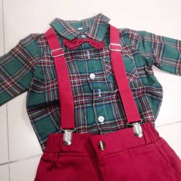 ชุดเอี๊ยมเด็ก ชุดออกงาน มีเสื้อเชิ้ต + เอี๊ยม + กางเกง