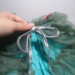 เสื้อคลุมระบายยาวต้นคริสต์มาส xmas  freesize 3-10 ขวบ