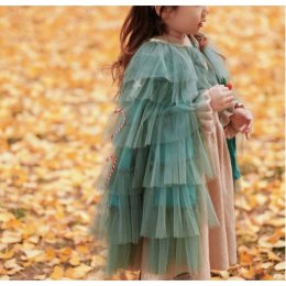 เสื้อคลุมระบายยาวต้นคริสต์มาส xmas  freesize 3-10 ขวบ