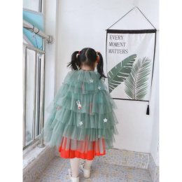 เสื้อคลุมระบายยาวต้นคริสต์มาส xmas  freesize 3-10 ขวบ