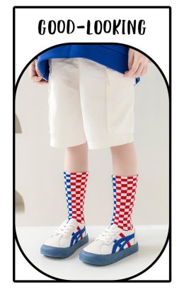 2Tone Checker Sock ถุงเท้าทูโทนลายหมากรุกเซ็ต 3 คู่(SOCK136)