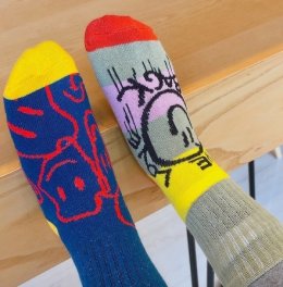 ถุงเท้า smiley set 4 คู่ แถมฟรี ถุงผ้าเก็บถุงเท้าลายน่ารัก (SOCK107)