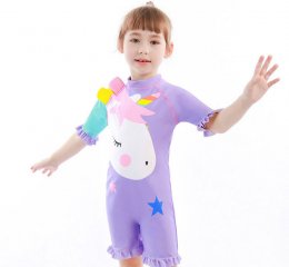  ชุดว่ายน้ำเด็ก pastel purple unicorn (SW112)