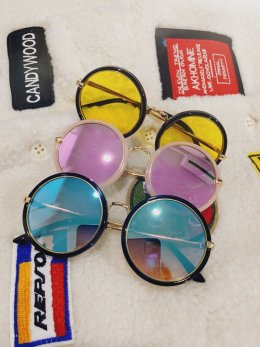 แว่นกันแดดเด็ก Colorful round retro แว่นทรงกลมสไตล์เรโทร (SUN14)