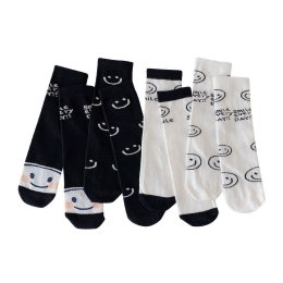 Set ถุงเท้า black n white smiley sock 4 คู่(SOCK117)