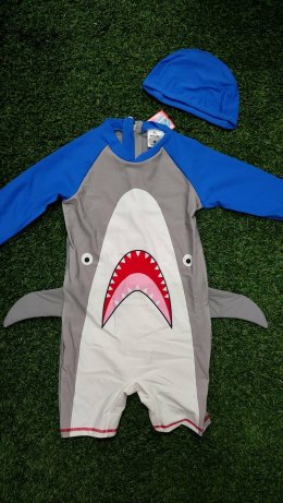 ชุดว่ายน้ำเด็ก Shark Fin (2ชิ้น ชุด+หมวก)(SW217)