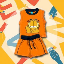 cartoon collection ชุดเช็ทลายการ์ตูนน่ารักแขนกุด ขาสั้น (PB368)