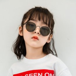 แว่นกันแดดเด็ก round metal กรอบเหล็กสีดำ (SUN64)