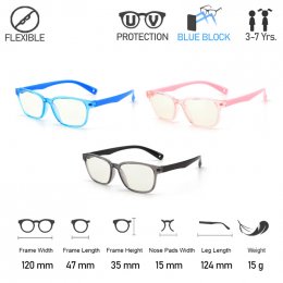 แว่นกันแสงสีฟ้าเด็ก Blueblock หน้าจอคอม iphone ipad มือถือ (3-7 ขวบ) แถมกล่อง(Random)(SUN60)