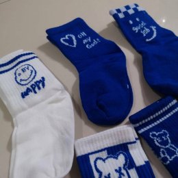 Blue Bear Sock ถุงเท้าหมีลายสตรีทเซ็ต 5 คู่(SOCK131)