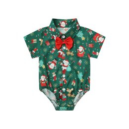 Xmas bodysuit บอดี้สูทเสื้อเชิ้ต ลายซานต้ารับเทศกาล