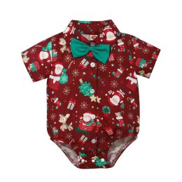 Xmas bodysuit บอดี้สูทเสื้อเชิ้ต ลายซานต้ารับเทศกาล