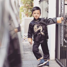 ชุดคอจีนลายมังกร ชุดตรุษจีน ลายจักรพรรดิ์ งานดี พรีเมี่ยม 