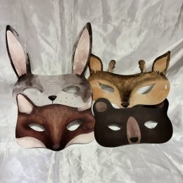 หน้ากากสัตว์ wild life ลงสีละมุนแนวสีน้ำ เป็นสัตว์ป่า