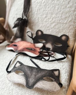 หน้ากากสัตว์ wild life ลงสีละมุนแนวสีน้ำ เป็นสัตว์ป่า