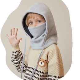 Fleece ski hood / snowboard hood for kids หน้ากากสกีกันลม