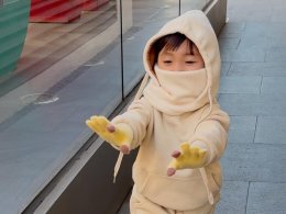 Fleece ski hood / snowboard hood for kids หน้ากากสกีกันลม