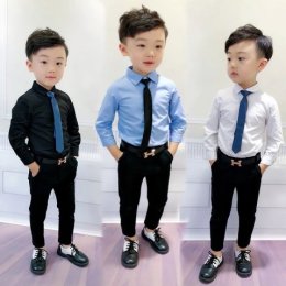 สื้อเชิ้ตเด็กทรง Slimfit ดีไซน์เรียบหรู ใส่สบาย สไตล์โอปป้า