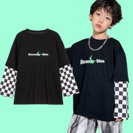 Checker Hip Boy เสื้อโอเวอร์ไซซ์แขนลายตารางหมากรุก