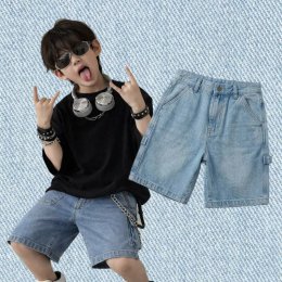 กางเกงยีนส์เด็ก ขาสั้นอเมริกันสไตล์Style Carpenter Pants