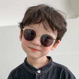 แว่นเด็กวินเทจ METAL SUNGLASS กรอบทองเลนส์ดำ