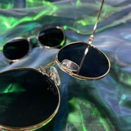 แว่นเด็กวินเทจ METAL SUNGLASS กรอบทองเลนส์ดำ