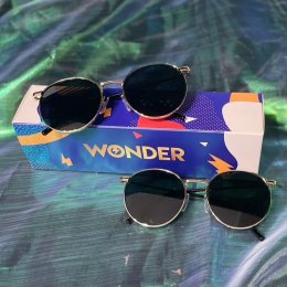 แว่นเด็กวินเทจ METAL SUNGLASS กรอบทองเลนส์ดำ