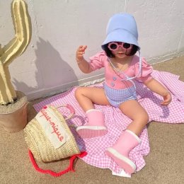 ชุดว่ายน้ำ Pastel Vintage Scottyดีไซน์ 2 tone 