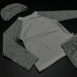 ชุดมินิมอล สีเทาลายใบไม้ Gray minimal swimsuit (SW191)