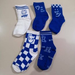 Blue Bear Sock ถุงเท้าหมีลายสตรีทเซ็ต 5 คู่(SOCK131)