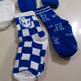 Blue Bear Sock ถุงเท้าหมีลายสตรีทเซ็ต 5 คู่(SOCK131)