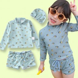 ชุดว่ายน้ำเด็ก lemon lover 3 ชิ้น ( เสื้อ กางเกง หมวก)(SW213)