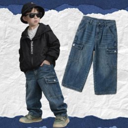 กางเกงยีนส์เด็กขายาว ทรงแบ็คกี้ oversize Baggy Pants 