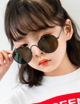 แว่นกันแดดเด็ก round metal กรอบเหล็กสีดำ (SUN64)